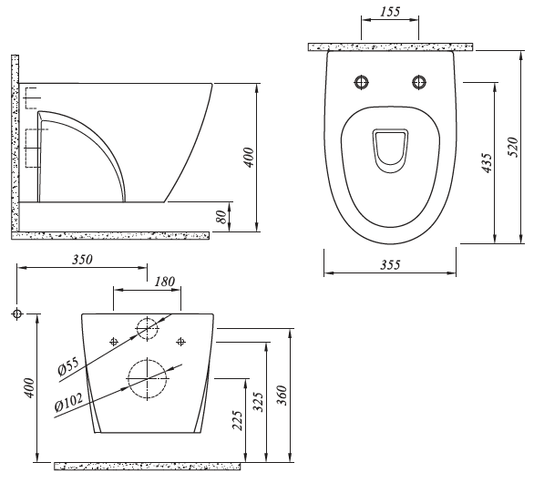 Stil spülrandlos WC Bidet / Taharet WC